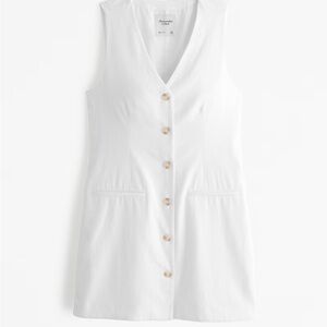 Abercrombie & Fitch Ivory Buttoned Mini Dress